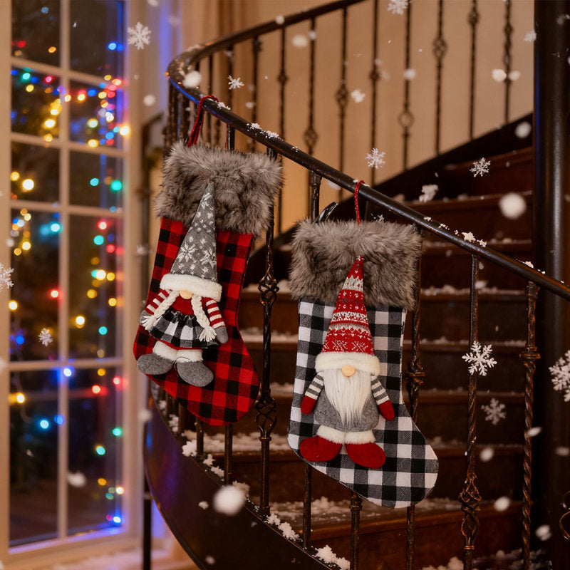 2pcs 18.9 "Christmas Stockings Classic Large Stockings Dwarf Doll, Christmas Figure Family Holiday Christmas Party Decoration, For Party Decoration Family Friends Holiday Decoration Christmas Party Tree Fireplace Art Decor Supply