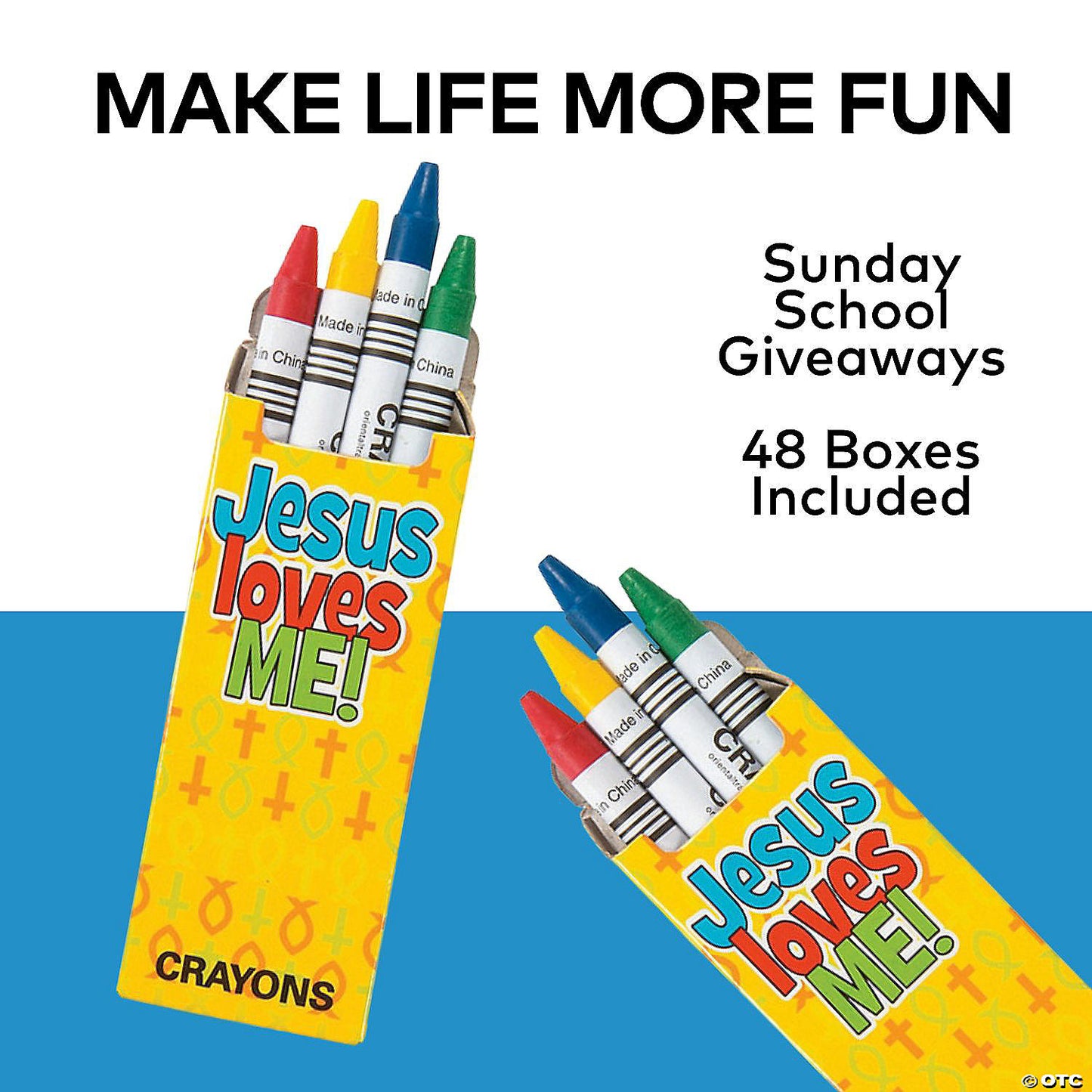 3 1/2" Bulk 48 Boxes of Religious Crayons - 4 Colors per Box | USA Decoration®