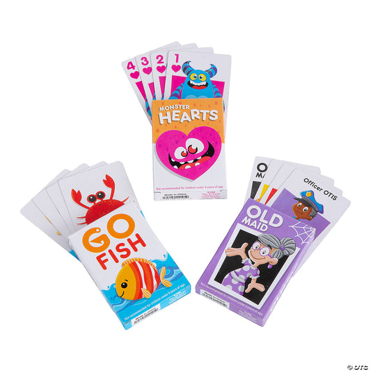 3 1/2" Hearts, Go Fish & Old Maid Card Game Boredom Buster Kit - 24 Pc. | USA Decoration®