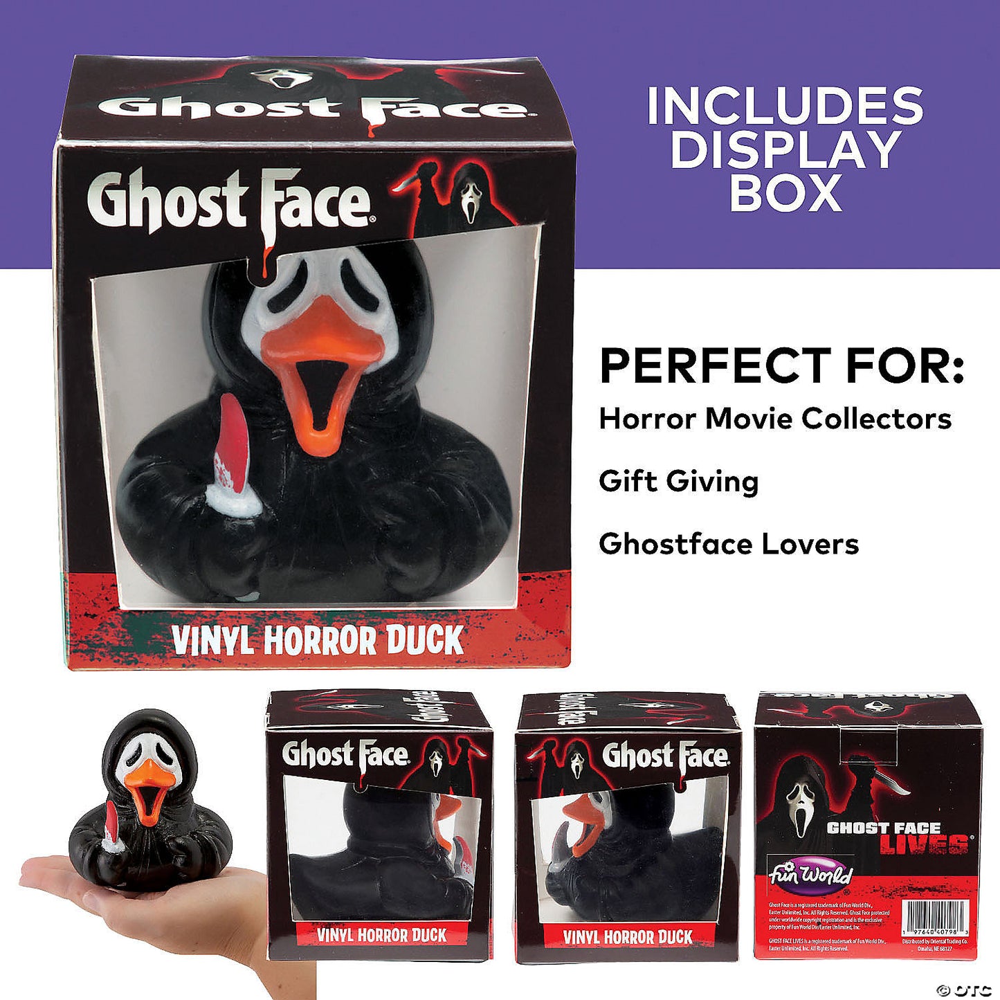 3 1/2" x 4" Ghost Face® Collectible Horror Rubber Duck | USA Decoration®