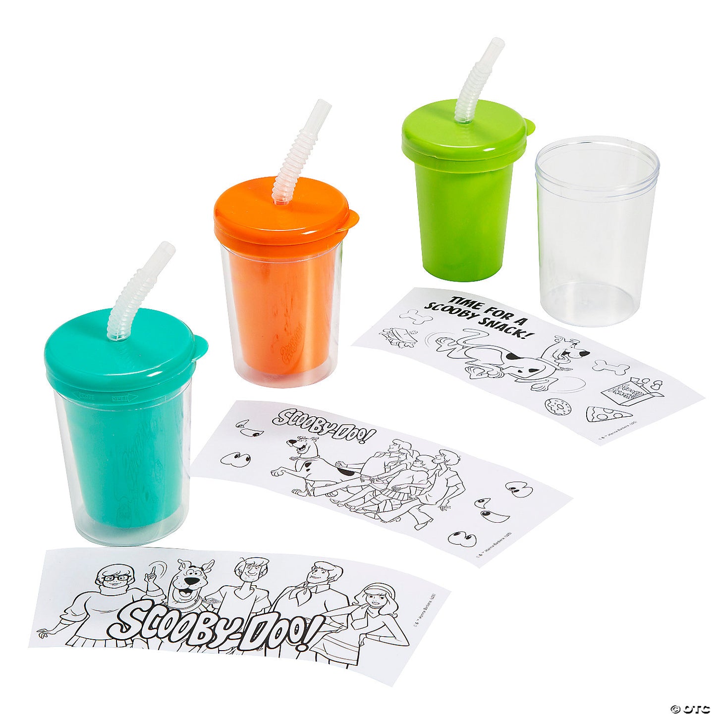 3 3/4" 6 oz. Color Your Own Scooby-Doo!™ Cups with Lids Straws - 12 Pc. | USA Decoration®
