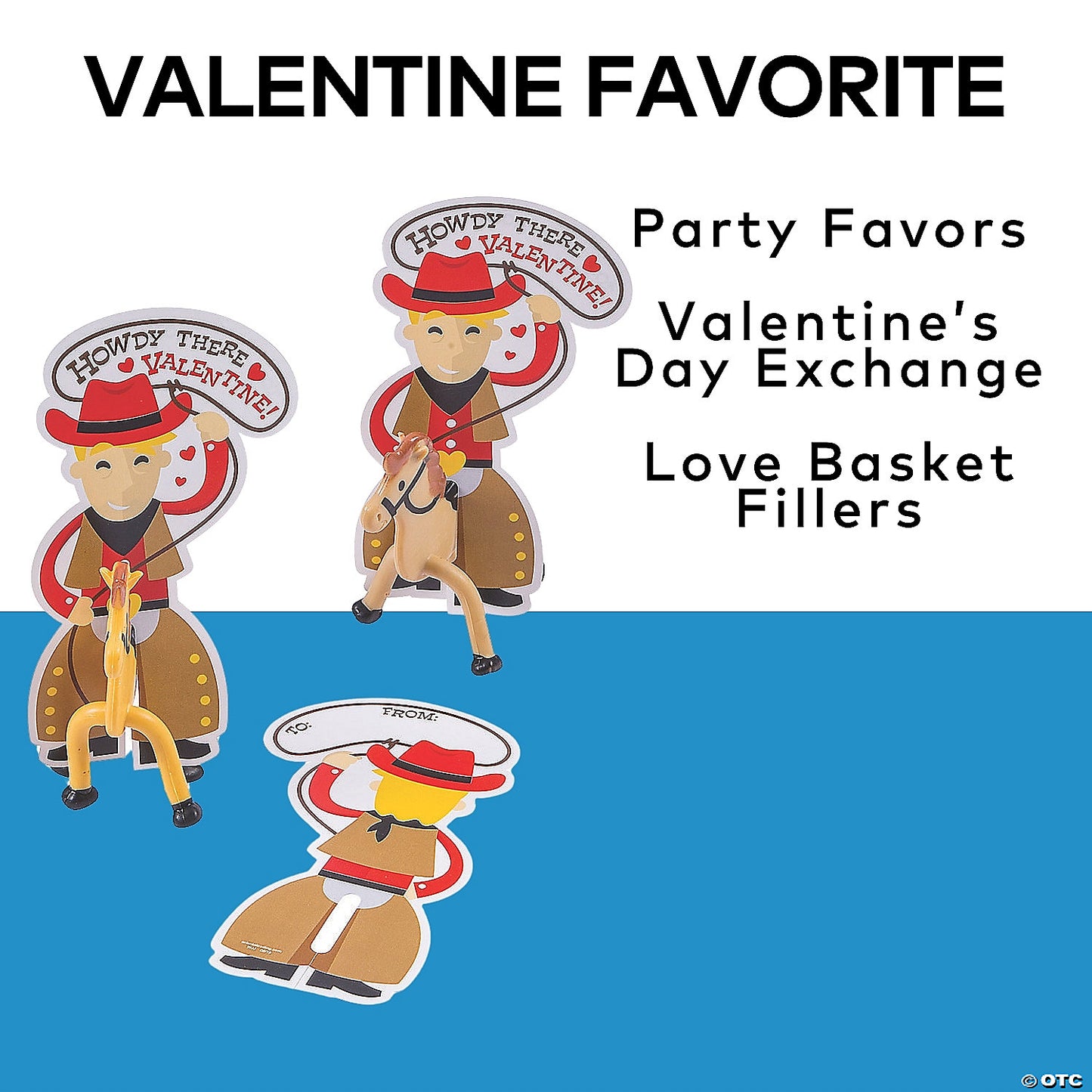 3 3/4" x 4" Horse Bendables Valentine Exchanges with Cowboy Card for 24