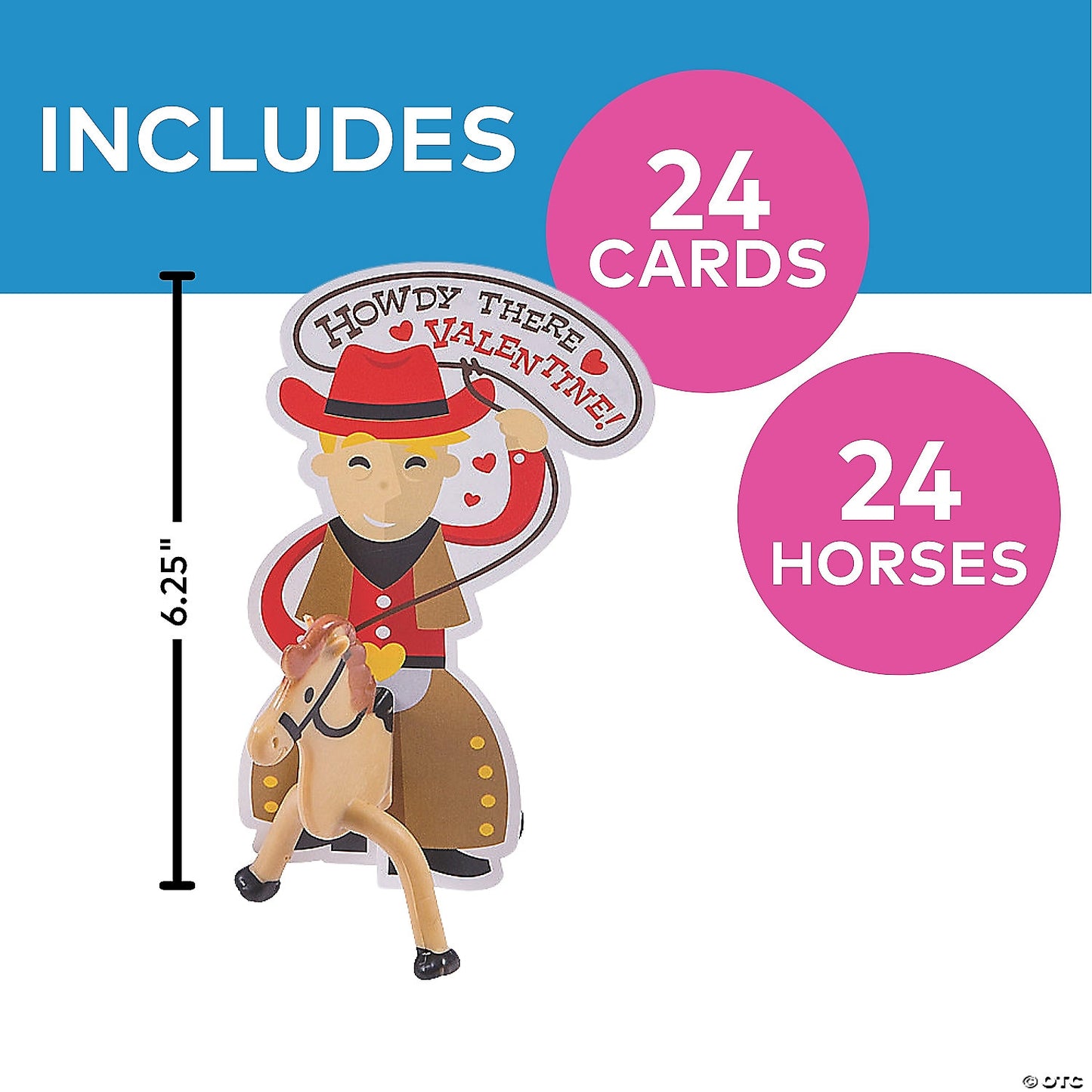3 3/4" x 4" Horse Bendables Valentine Exchanges with Cowboy Card for 24 | USA Decoration®