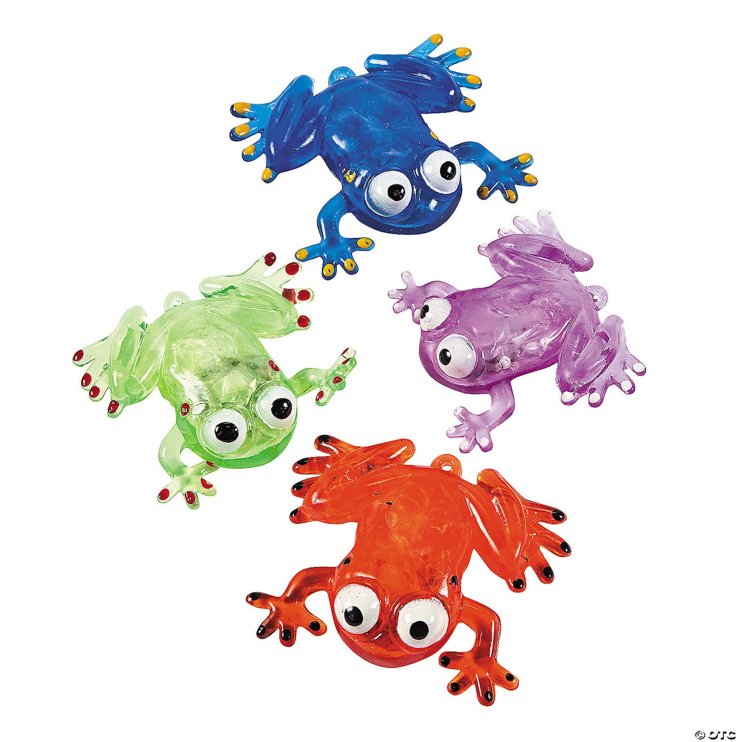 3" Flashing Squishy Red, Green, Purple Blue Frogs with Beads - 12 Pc. | USA Decoration®