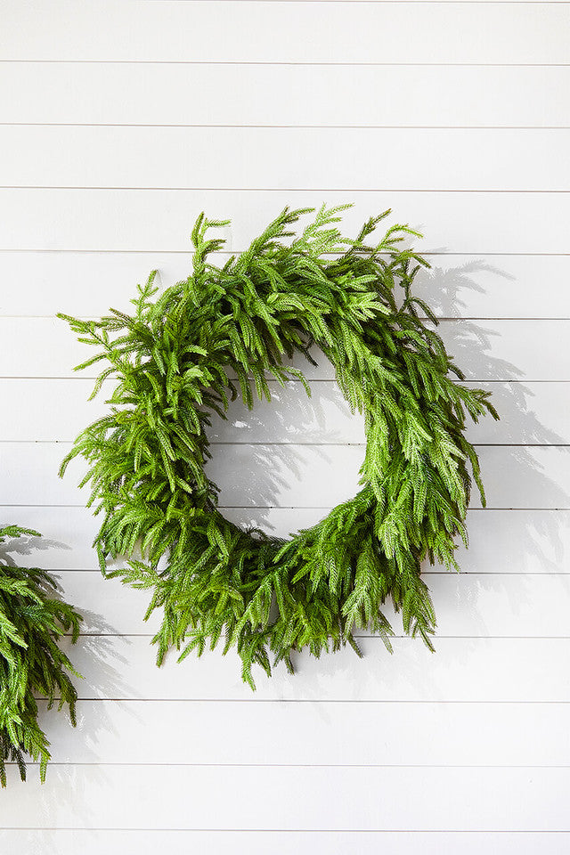 30" Just Cut Real Touch Norfolk Pine Wreath Lifelike Evergreen Holiday Decoration