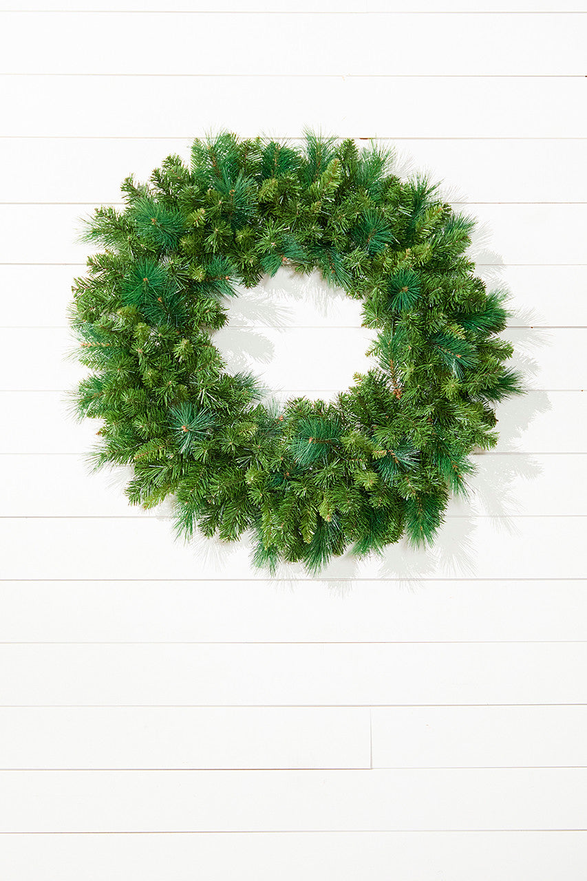 30" Montana Pine Wreath Rustic Evergreen Door Decor with Natural Pinecones