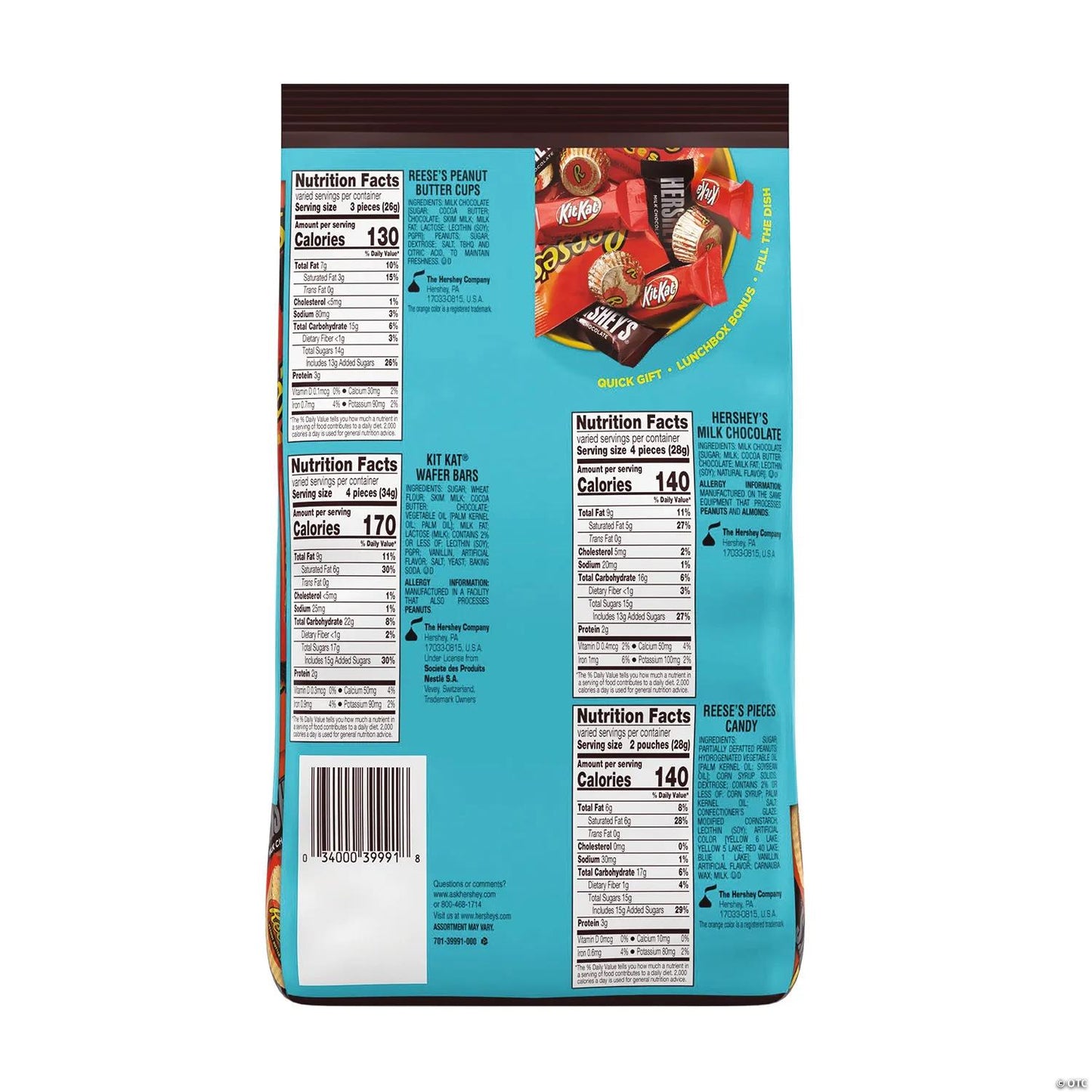 30.22 oz. Hershey's & All Time Greats Miniatures Chocolate Candy Mix - 105 Pc.