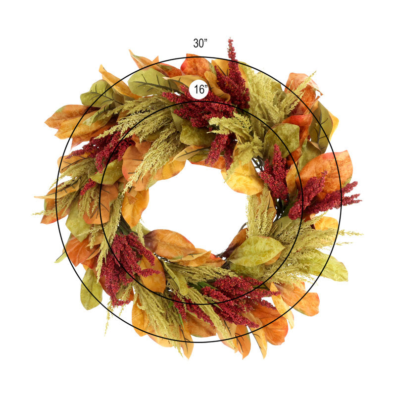 30" Fall Wreath with Heather and Pampas
