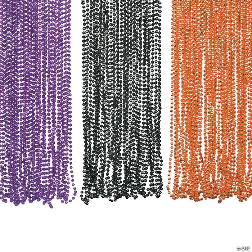 30" Bulk 144 Pc. Halloween Black, Orange & Purple Metallic Bead Necklace Assortment