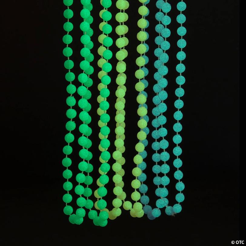 30" Bulk 48 Pc. Glow-in-the-Dark Mardi Gras Plastic Bead Necklaces