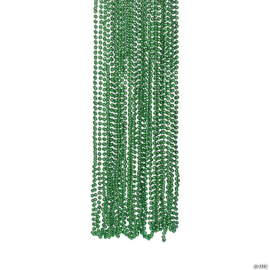 30" Bulk 48 Pc. Green Metallic Plastic Bead Necklaces | USA Decoration®