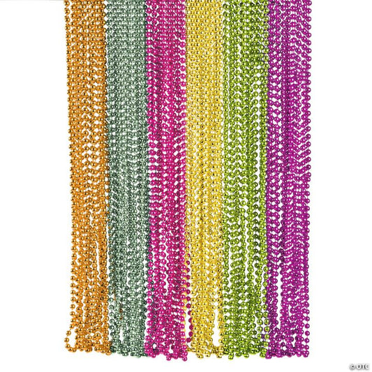 30" Bulk 48 Pc. Metallic Neon Bead Necklace Assortment