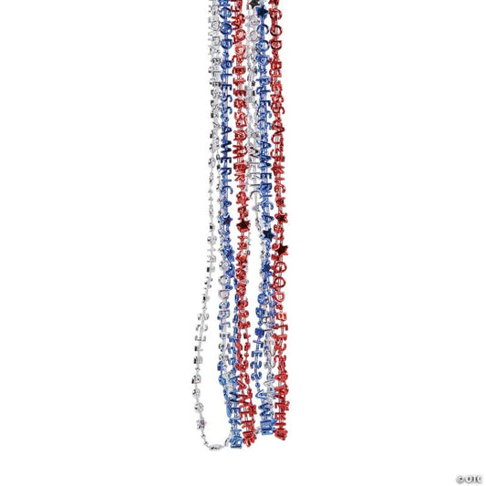 30" Bulk 48 Pc. Patriotic Religious God Bless America Beaded Necklaces