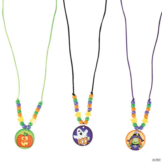 30" Bulk Halloween Beaded Pendant Necklace Craft Kit - Makes 50