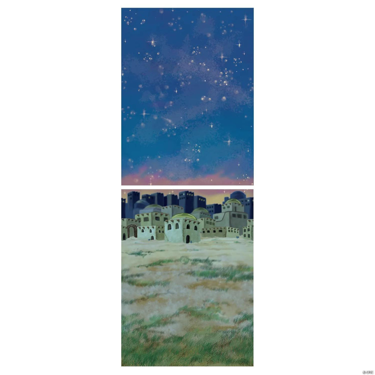 30 ft. Christmas Nativity City Skyline Design-a-Room Backdrop Set - 2 Pc.