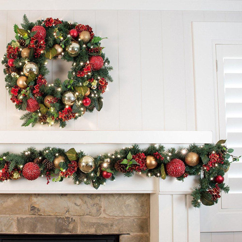 24" Pre-Lit Artificial Christmas Wreath as a festive door display