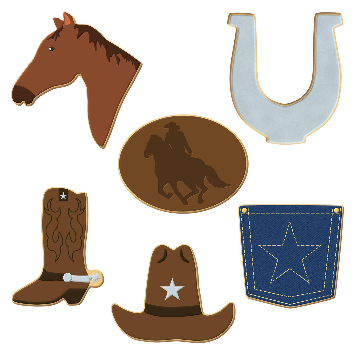 Rodeo Cowboy Cookie Cutter 6 Pc Set HS0472