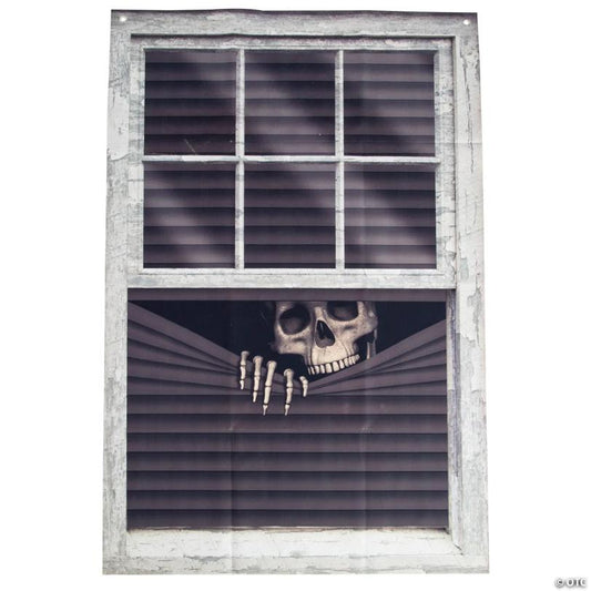 31 1/2" x 47 1/4" Peeking Skeleton Vinyl Halloween Curtain Decoration