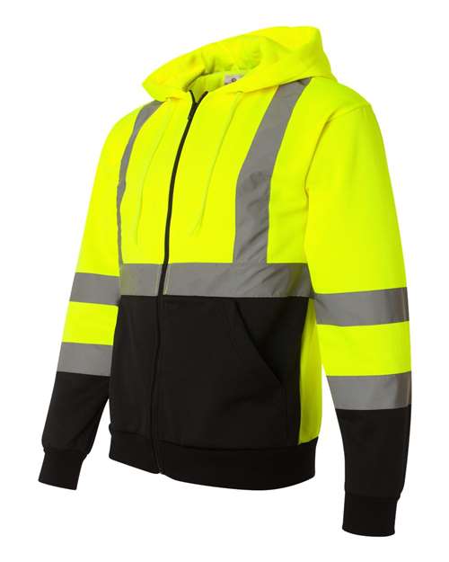 Hi-Vis Full-Zip Hooded Sweatshirt | USA Decoration
