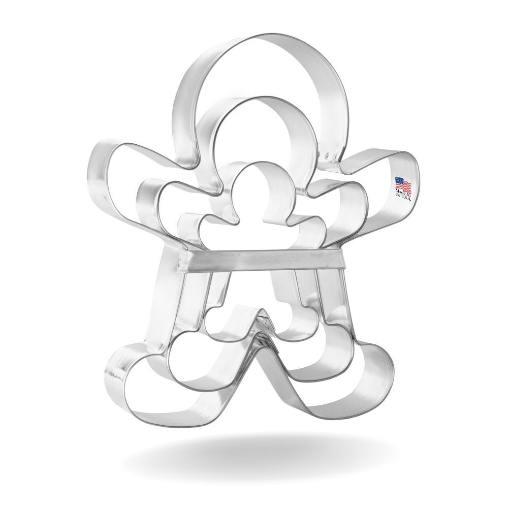 Gingerbread Man Nested Cookie Cutter Set 3 Piece GC0100 with Vintage Style Sturdy Brace