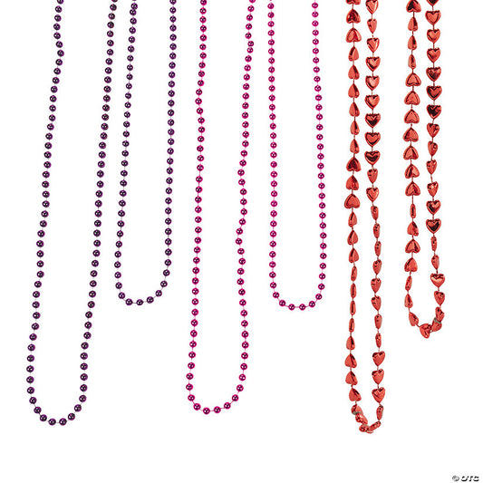 30" - 32" Bulk 144 Pc. Metallic & Heart-Shaped Plastic Bead Necklace Assortment
