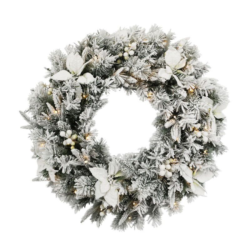 32" Pre-Lit Christmas Wreath as a festive door display