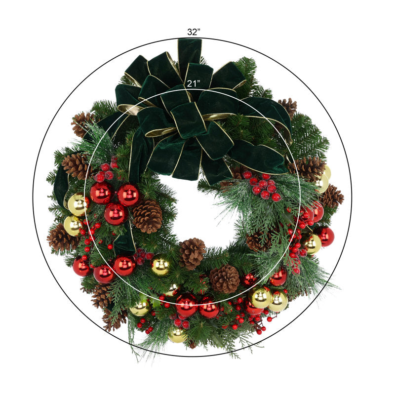 Artificial Christmas Wreath hanging on a front door