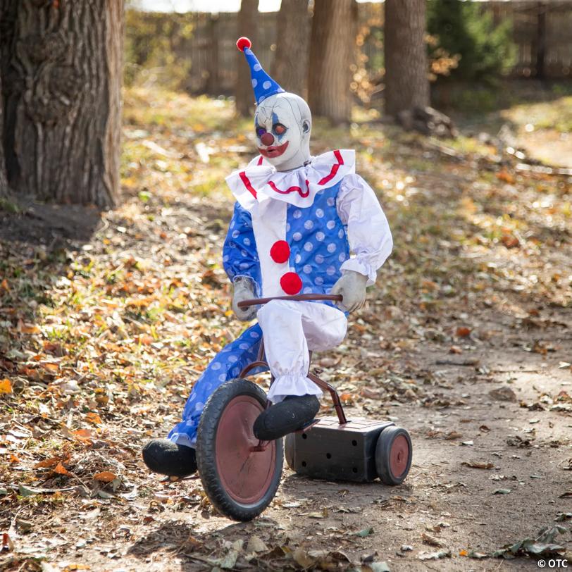32" Animated Tricycle Pedaling Clown Doll Halloween Decoration