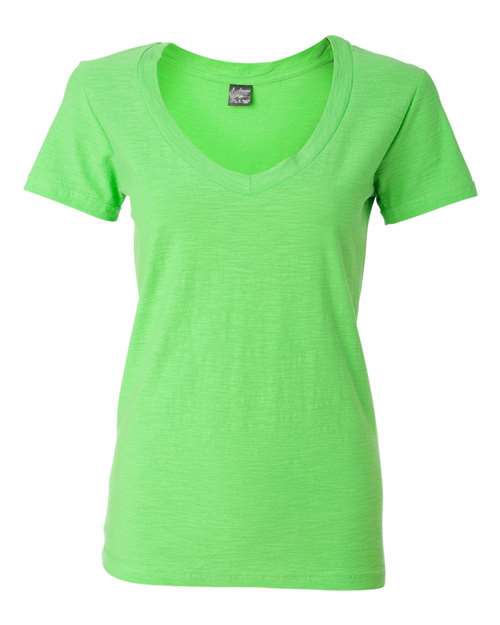 Women's V-Neck Slub T-Shirt | USA Decoration