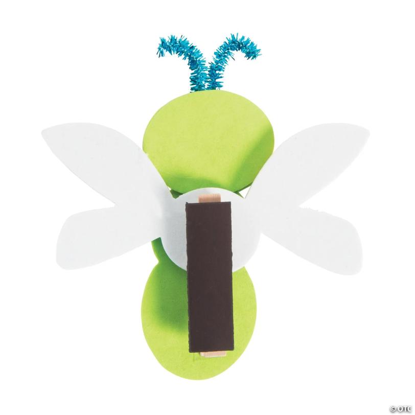 3-3/4" x 4" Glow-in-the-Dark Bug Clothespin Magnet Craft Kit – Makes 12