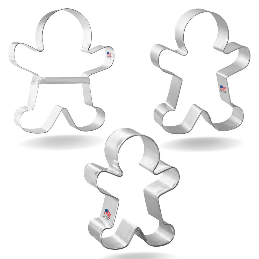 Gingerbread Man Nested Cookie Cutter Set 3 Piece GC0100 with Vintage Style Sturdy Brace