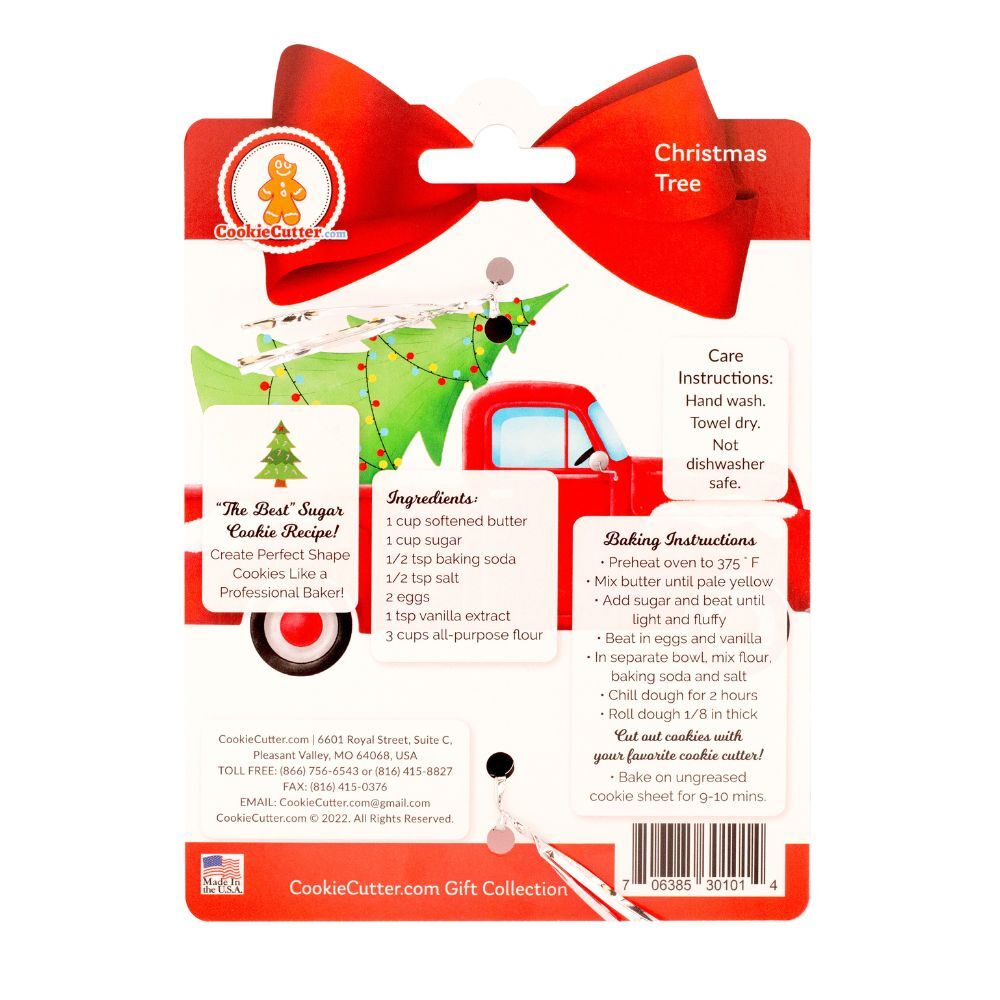 Christmas Tree Nested Cookie Cutter Set 3 Pc GC0101 with a Hang Tag Cookie Recipe Card