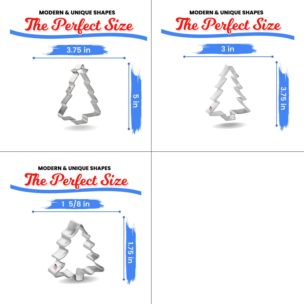 Christmas Tree Nested Cookie Cutter Set 3 Pc GC0101 with a Hang Tag Cookie Recipe Card