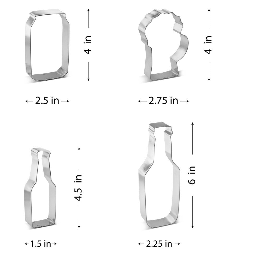 Bottle and Mug Cookie Cutter 4 Pc Set HS0465