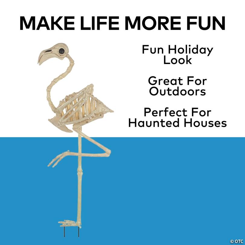 33 3/4" Flamingo Plastic Skeleton Halloween Decoration