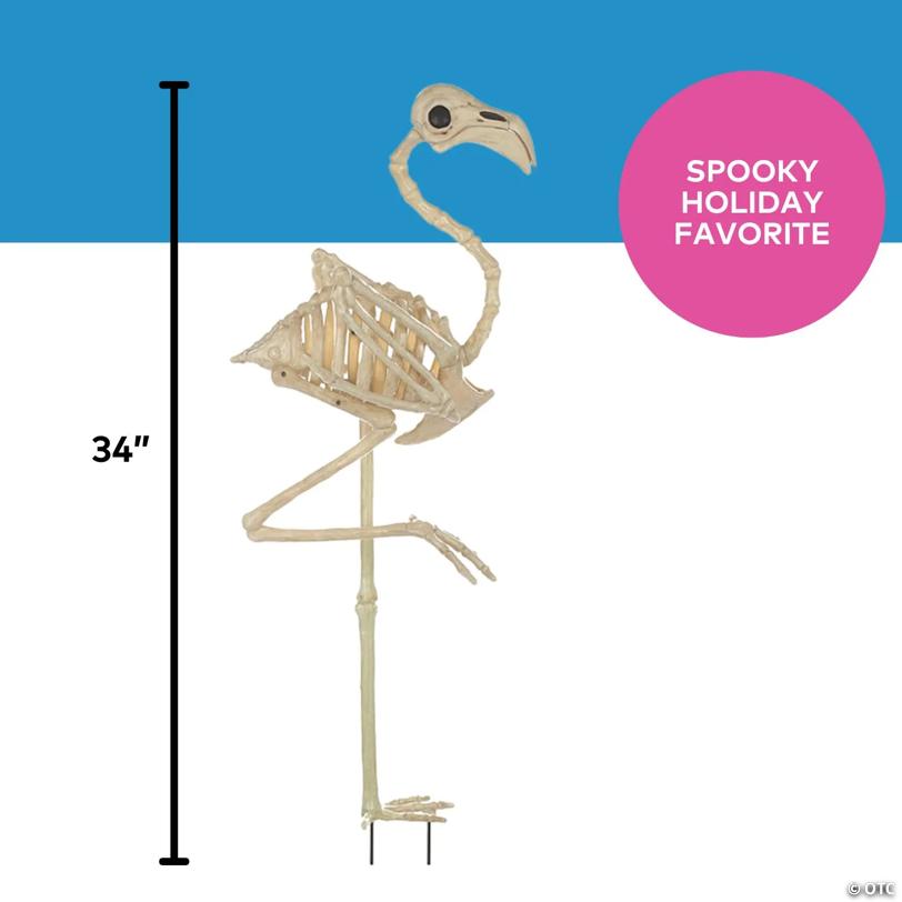 33 3/4" Flamingo Plastic Skeleton Halloween Decoration
