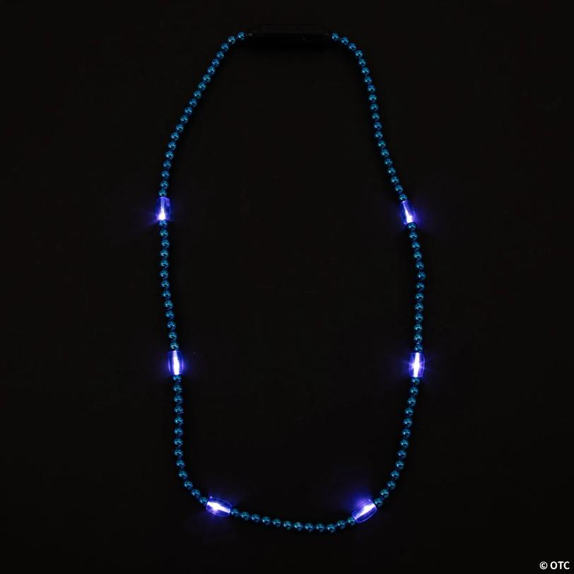 33" Blue Light-Up LED Plastic Beaded Breakaway Necklaces – 6 Pc.