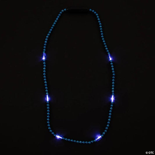 33" Blue Light-Up LED Plastic Beaded Breakaway Necklaces – 6 Pc.