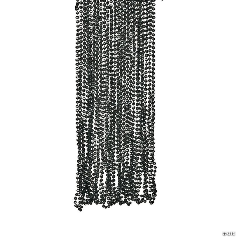 33" Bulk 48 Pc. Classic Metallic Black Plastic Bead Necklaces | USA Decoration®