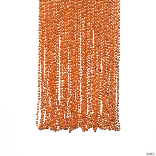 33" Bulk 48 Pc. Orange Metallic Bead Plastic Breakaway Necklaces | USA Decoration®
