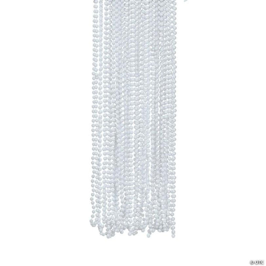 33" Bulk 48 Pc. White Glossy Plastic Bead Necklaces | USA Decoration®