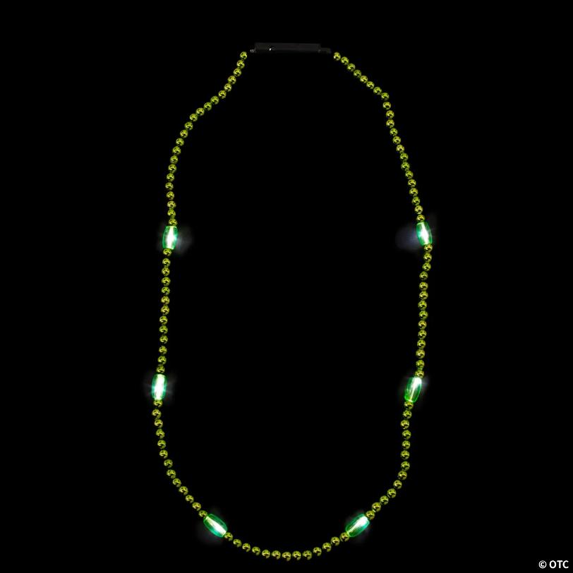 33" Green Light-Up LED Plastic Beaded Necklaces – 6 Pc.