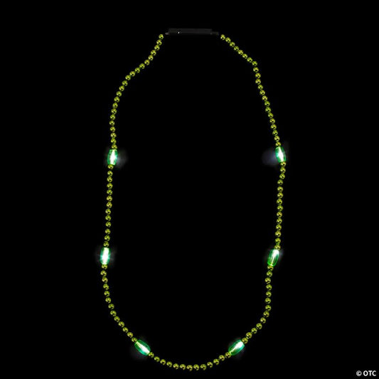 33" Green Light-Up LED Plastic Beaded Necklaces – 6 Pc.