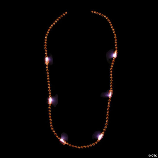 33" Orange Light-Up LED Plastic Beaded Breakaway Necklaces – 6 Pc.