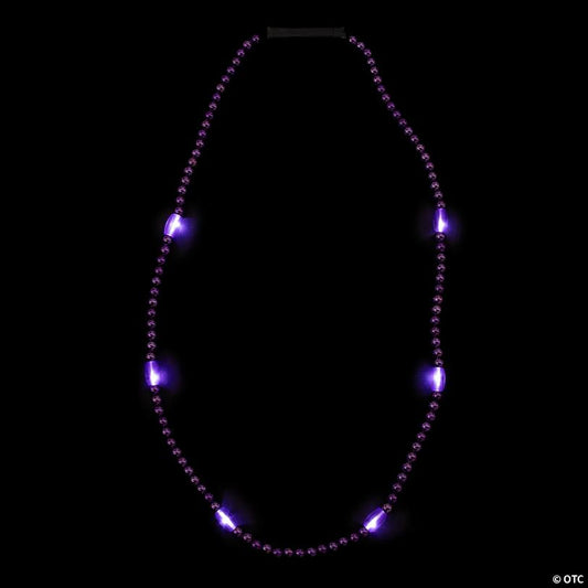 33" Purple Light-Up LED Plastic Beaded Breakaway Necklaces – 6 Pc.