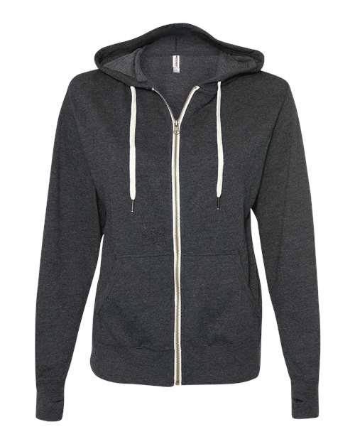 Heathered French Terry Full-Zip Hooded Sweatshirt | USA Decoration