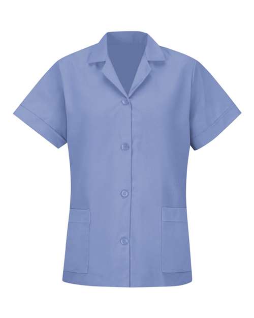 Women's Loose Fit Short Sleeve Button Smock | USA Decoration