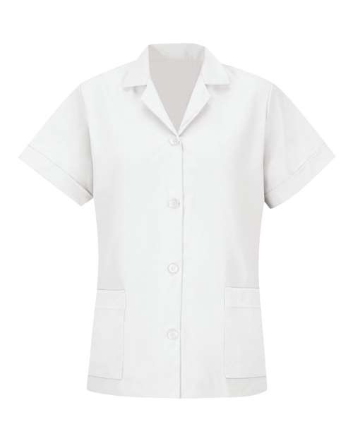Women's Loose Fit Short Sleeve Button Smock | USA Decoration