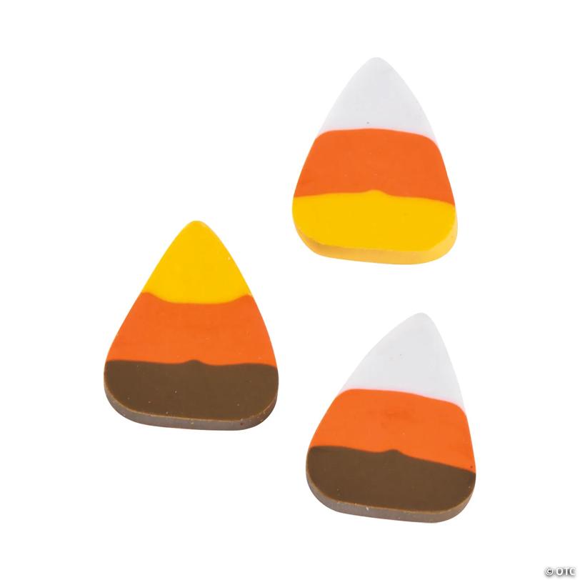 3/4" Bulk 144 Pc. Halloween Mini Multicolor Candy Corn Erasers