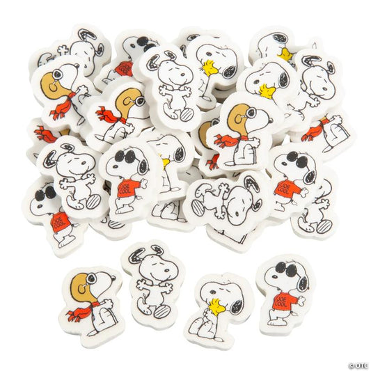 3/4" Bulk 144 Pc. Mini Peanuts Snoopy & Woodstock Rubber Erasers